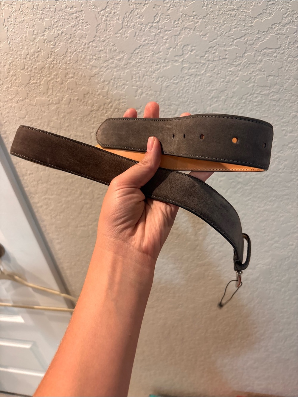 Men's Suede Shoulder Strap in Dark Gray